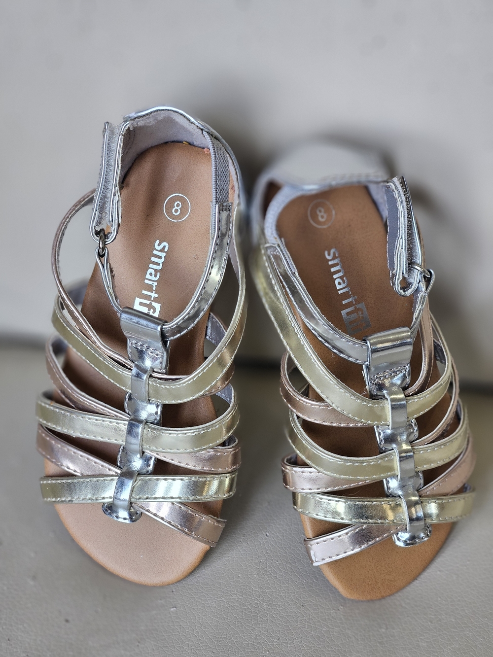SmartFit Metallic Strappy Sandals - Gold & Silver